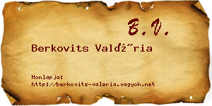 Berkovits Valéria névjegykártya